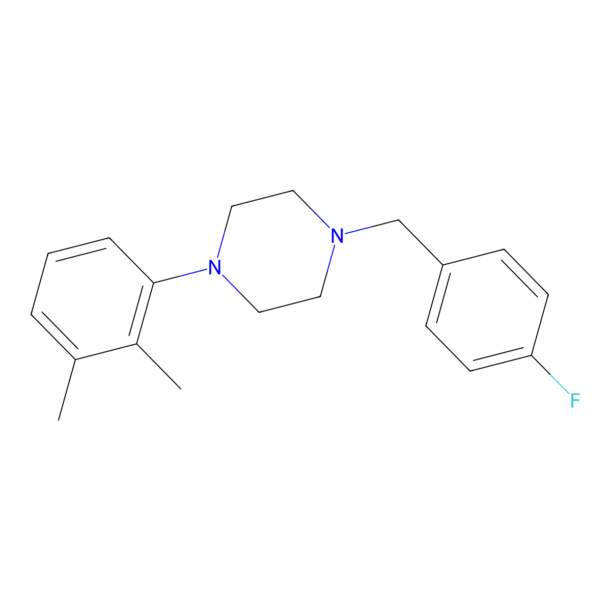 1-(2,3-Dimethylphenyl)-4-(4-fluorobenzyl)piperazine molecular structure, CAS 414892-13-0