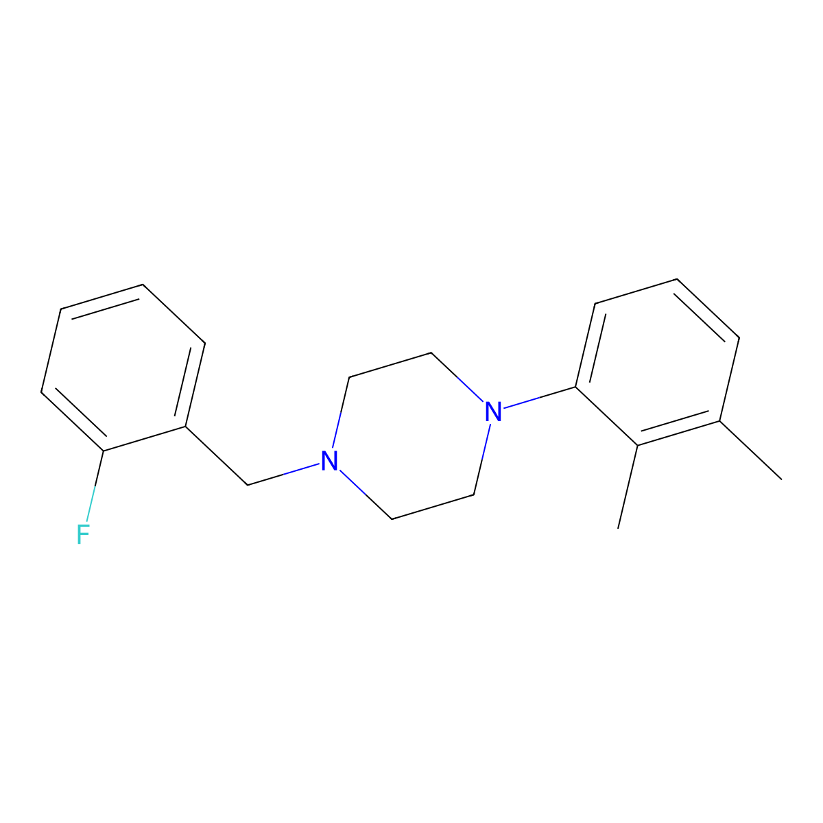 1-(2,3-Dimethylphenyl)-4-(2-fluorobenzyl)piperazine molecular structure, CAS 414893-00-8