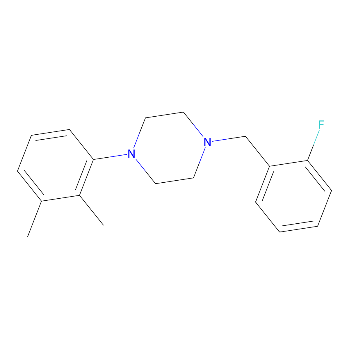 1-(2,3-Dimethylphenyl)-4-(2-fluorobenzyl)piperazine molecular structure, CAS 414893-00-8