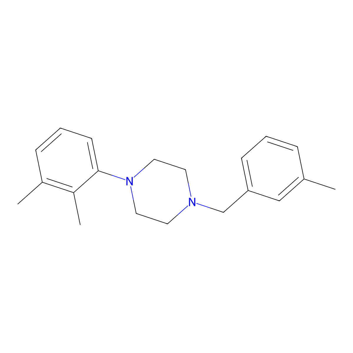 1-(2,3-Dimethylphenyl)-4-(3-methylbenzyl)piperazine molecular structure, CAS 414893-08-6