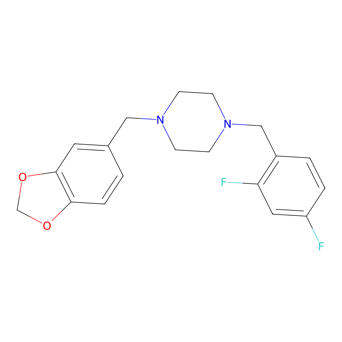 1-(1,3-Benzodioxol-5-ylmethyl)-4-(2,4-difluorobenzyl)piperazine molecular structure, CAS 414894-08-9