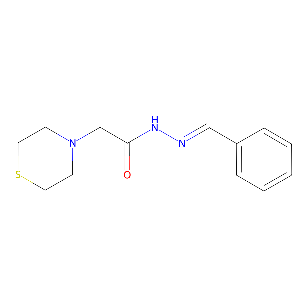4-Thiomorpholineacetic acid, 2-(phenylmethylene)hydrazide molecular structure, CAS 414894-41-0