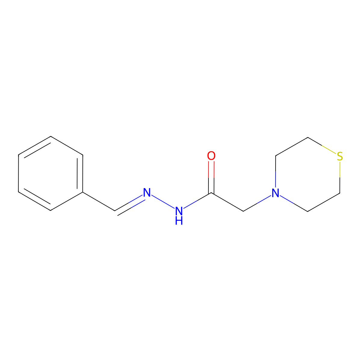 4-Thiomorpholineacetic acid, 2-(phenylmethylene)hydrazide molecular structure, CAS 414894-41-0