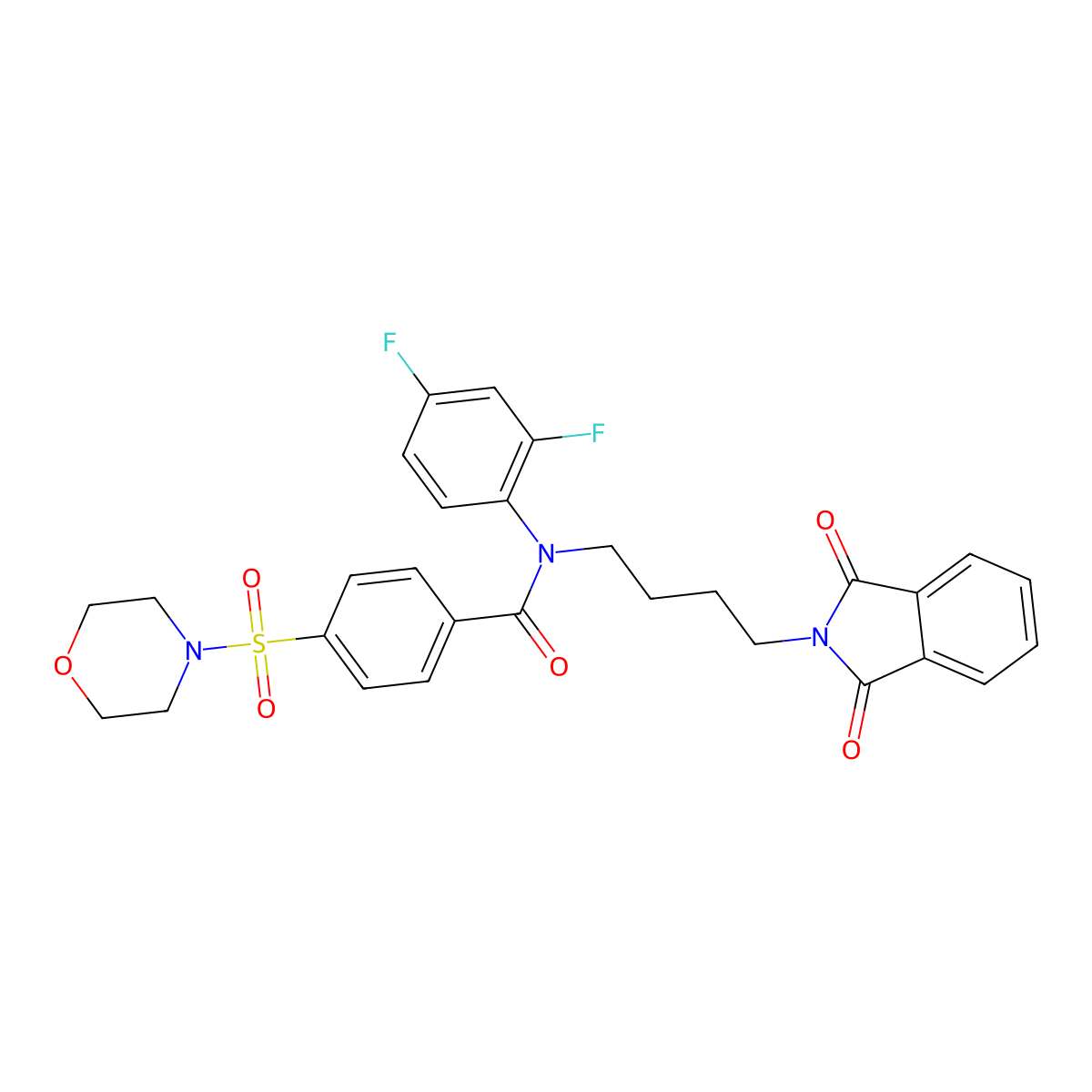 N-(2,4-difluorophenyl)-N-(4-(1,3-dioxoisoindolin-2-yl)butyl)-4-(morpholinosulfonyl)benzamide molecular structure, CAS 414894-92-1