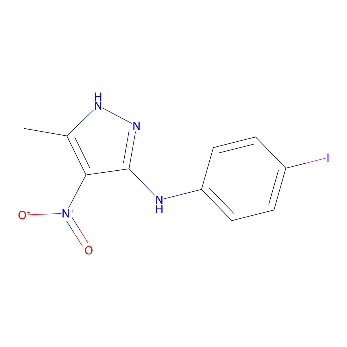 4-nitro-5-(4-iodoanilino)-3-methyl-1H-pyrazole molecular structure, CAS 414895-90-2