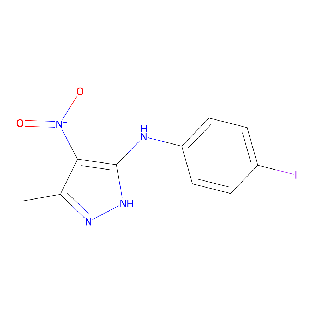 4-nitro-5-(4-iodoanilino)-3-methyl-1H-pyrazole molecular structure, CAS 414895-90-2
