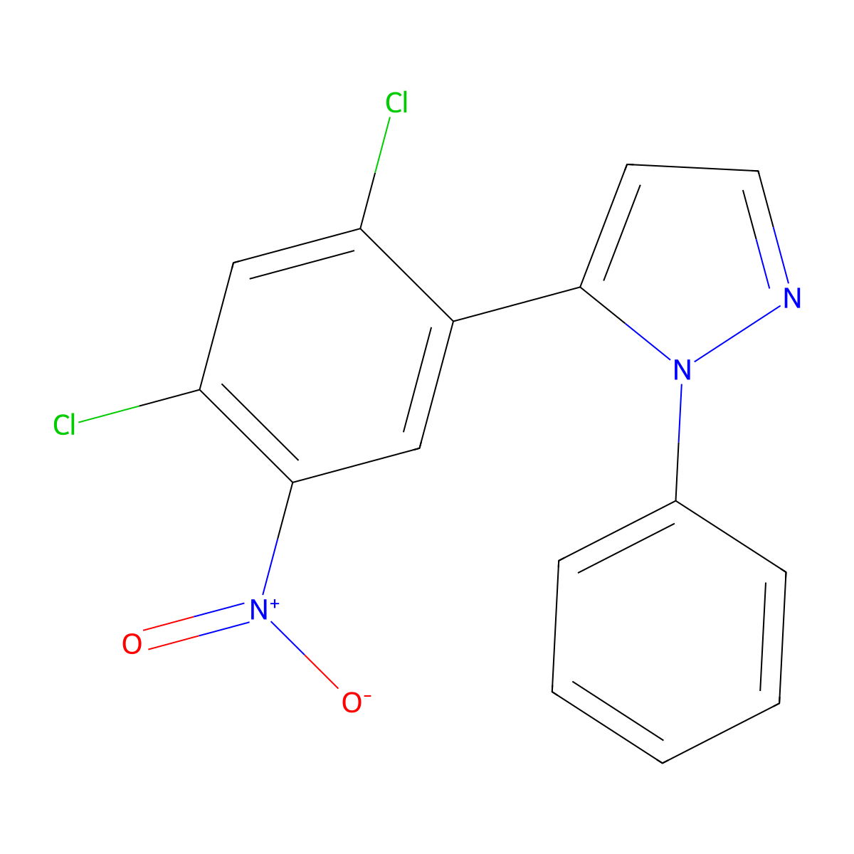 5-(2,4-Dichloro-5-nitrophenyl)-1-phenylpyrazole molecular structure, CAS 414895-99-1