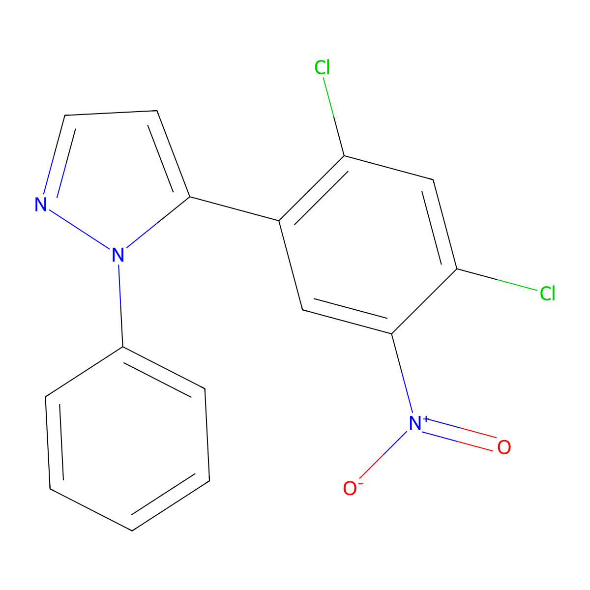 5-(2,4-Dichloro-5-nitrophenyl)-1-phenylpyrazole molecular structure, CAS 414895-99-1