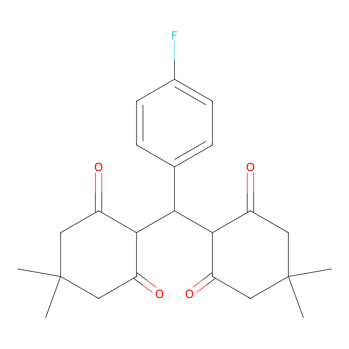 2-[(4,4-Dimethyl-2,6-dioxocyclohexyl)-(4-fluorophenyl)methyl]-5,5-dimethylcyclohexane-1,3-dione molecular structure, CAS 414899-10-8