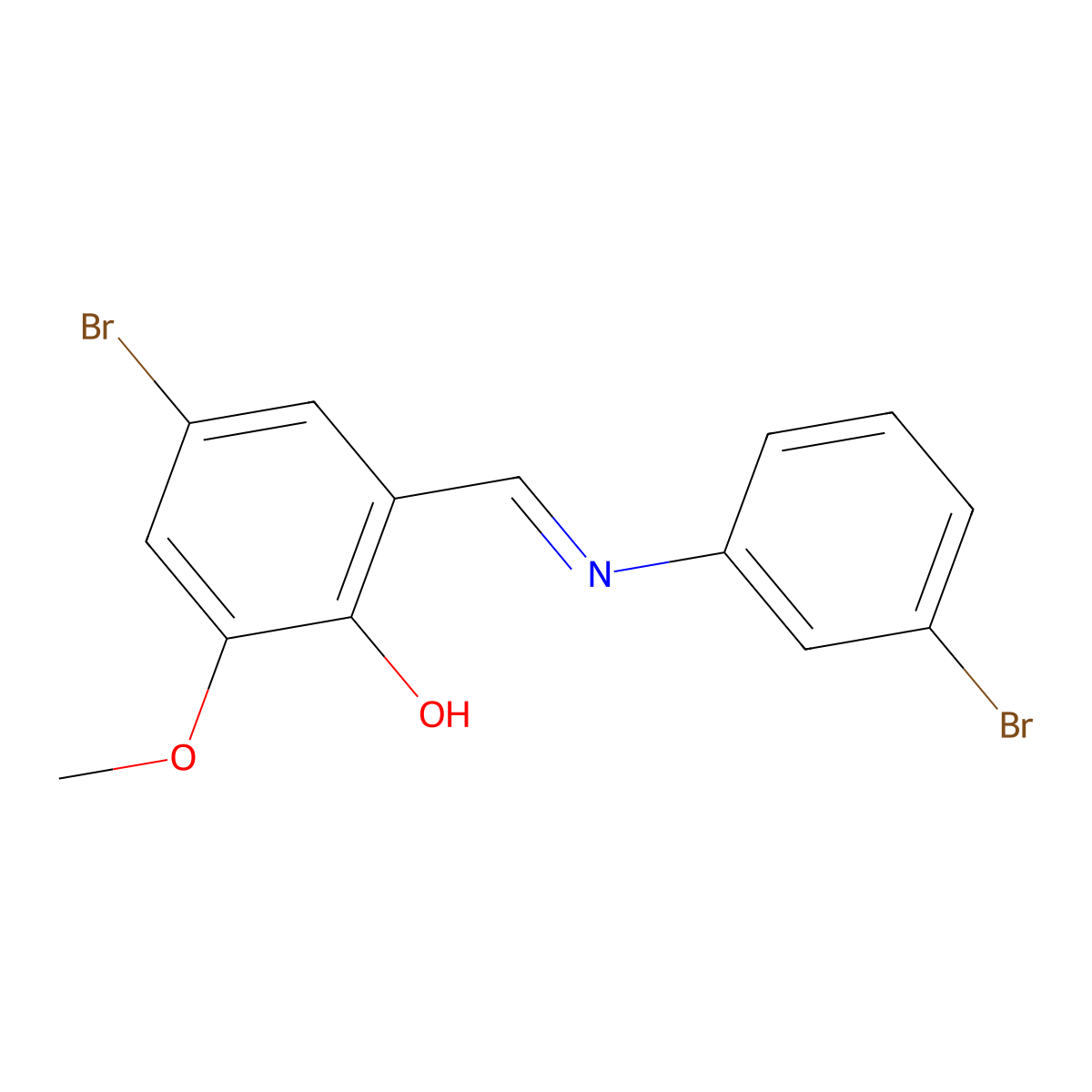 4-Bromo-2-{[(3-bromophenyl)imino]methyl}-6-methoxybenzenol molecular structure, CAS 414899-71-1