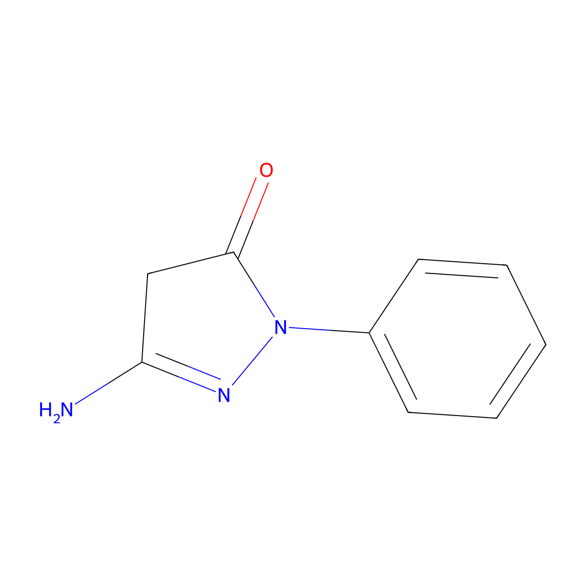 3-amino-1-phenyl-4,5-dihydro-1H-pyrazol-5-one molecular structure, CAS 4149-06-8