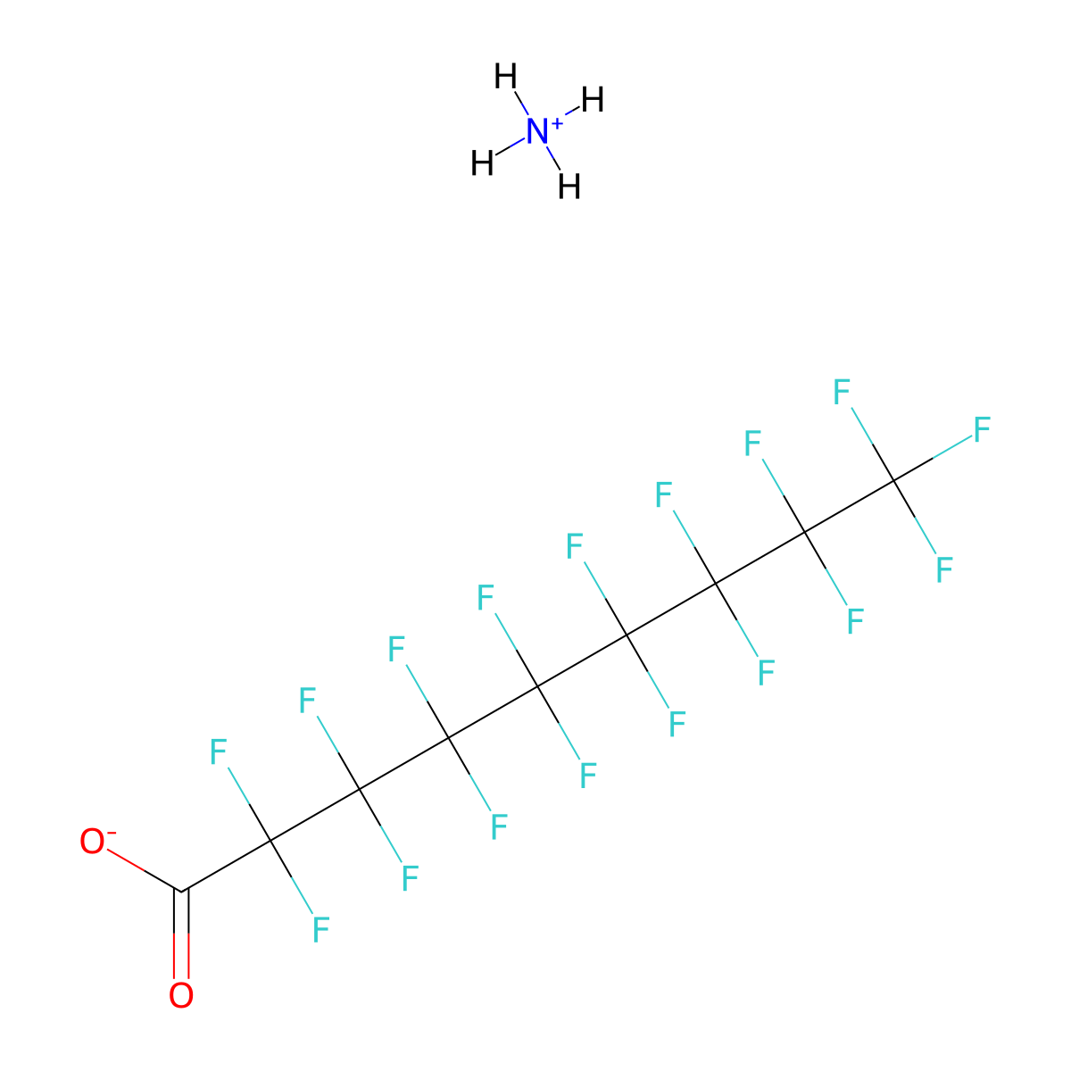Ammonium perfluorononanoate molecular structure, CAS 4149-60-4