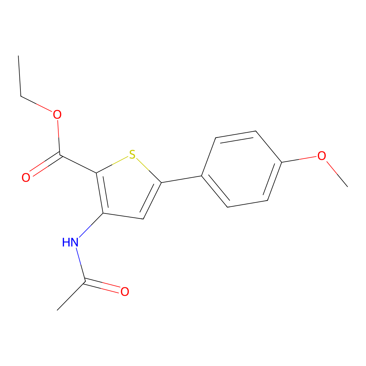 Ethyl 3-acetamido-5-(4-methoxyphenyl)thiophene-2-carboxylate molecular structure, CAS 414900-82-6