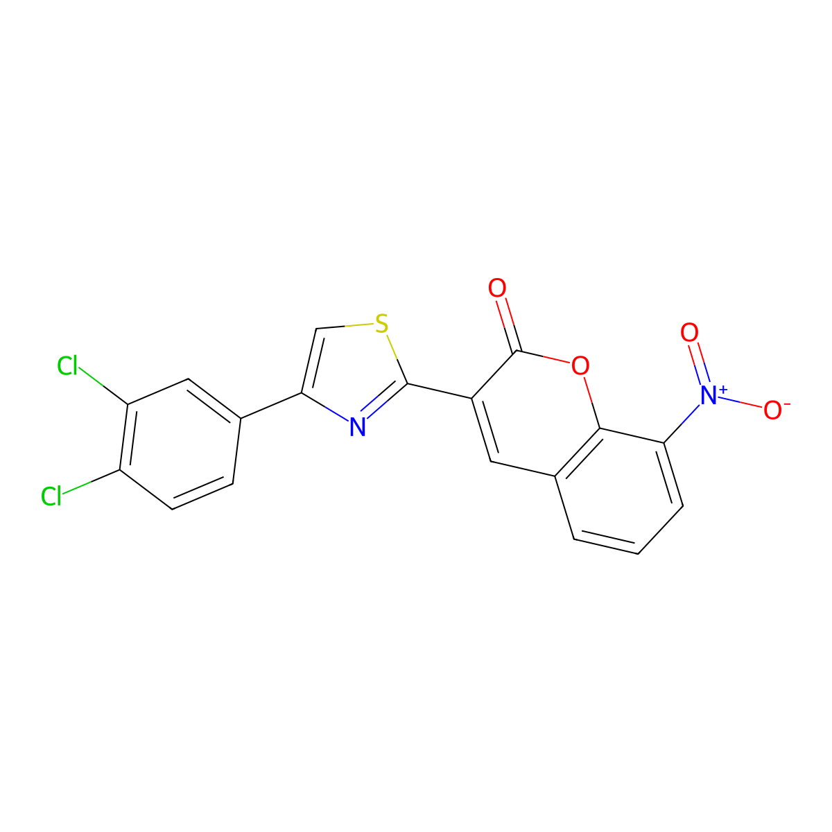 3-[4-(3,4-Dichlorophenyl)-1,3-thiazol-2-yl]-8-nitrochromen-2-one molecular structure, CAS 414901-16-9