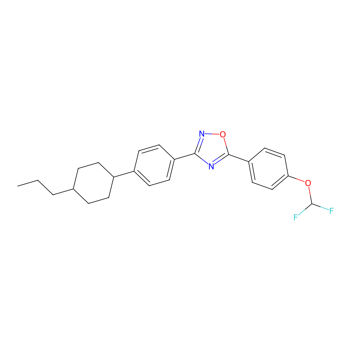 5-[4-(Difluoromethoxy)phenyl]-3-[4-(4-propylcyclohexyl)phenyl]-1,2,4-oxadiazole molecular structure, CAS 414901-99-8