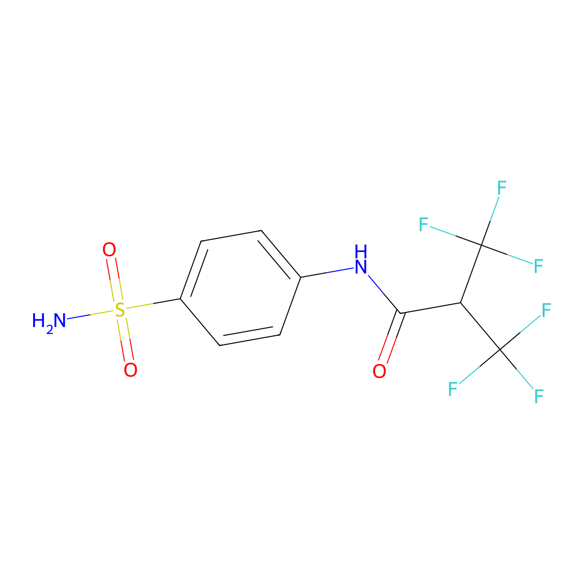 3,3,3-Trifluoro-N-(4-sulfamoylphenyl)-2-(trifluoromethyl)propionamide molecular structure, CAS 414905-09-2