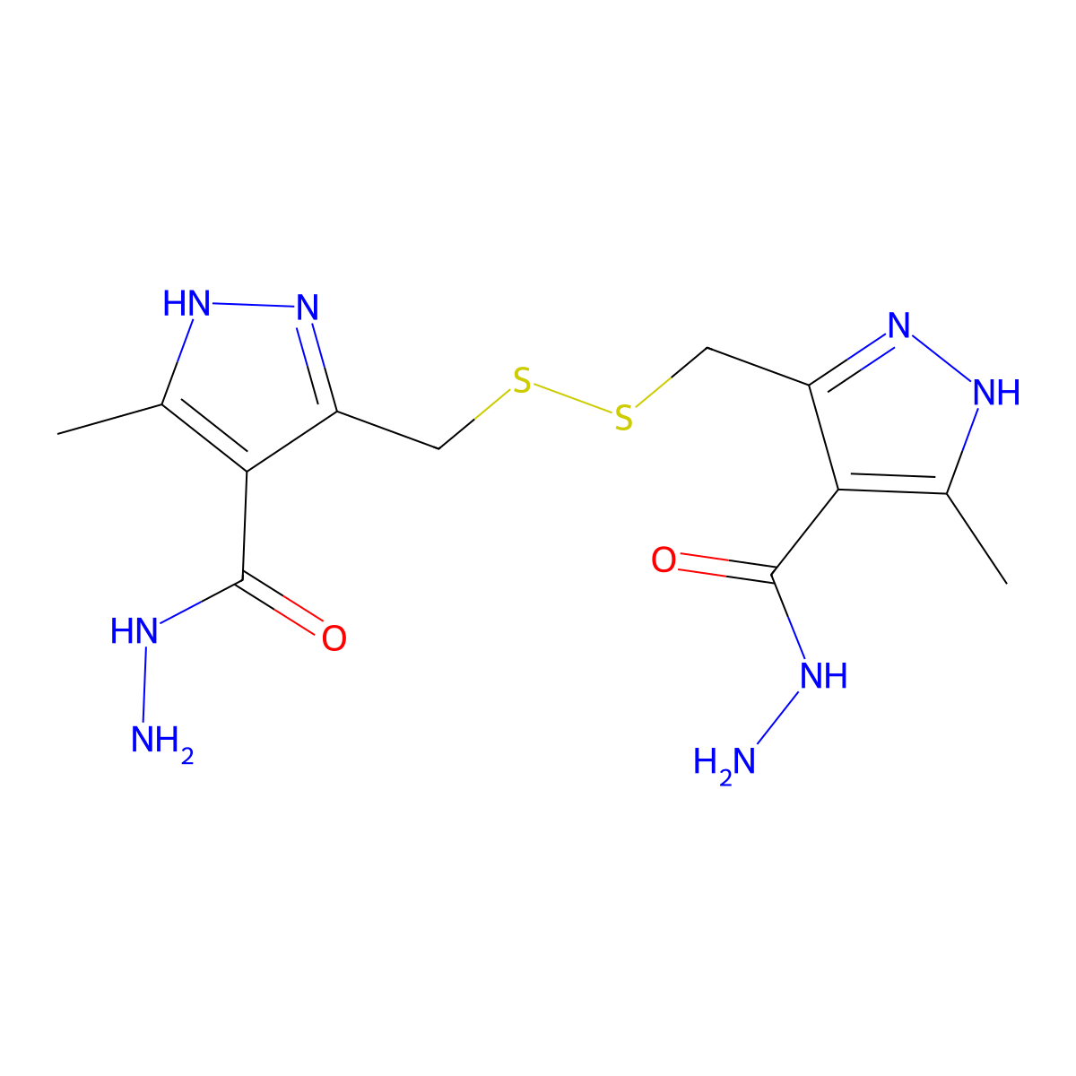 3,3'-[dithiobis(methylene)]bis(5-methyl-1H-pyrazole-4-carbohydrazide) molecular structure, CAS 414905-22-9