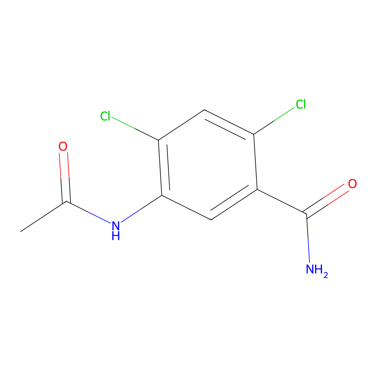 5-Acetamido-2,4-dichlorobenzamide molecular structure, CAS 414905-93-4