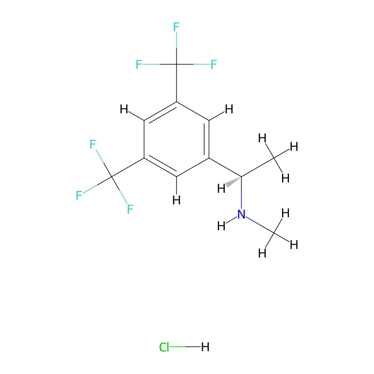 [(1R)-1-[3,5-bis(trifluoromethyl)phenyl]ethyl](methyl)amine hydrochloride molecular structure, CAS 414910-05-7