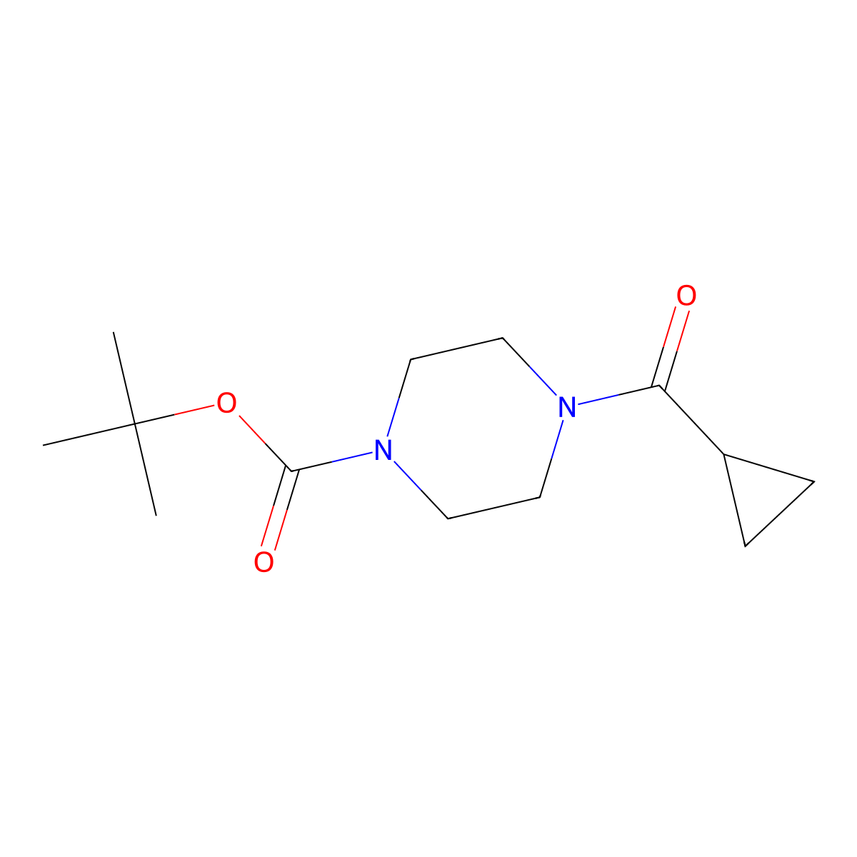 Tert-butyl 4-(cyclopropanecarbonyl)piperazine-1-carboxylate molecular structure, CAS 414910-15-9