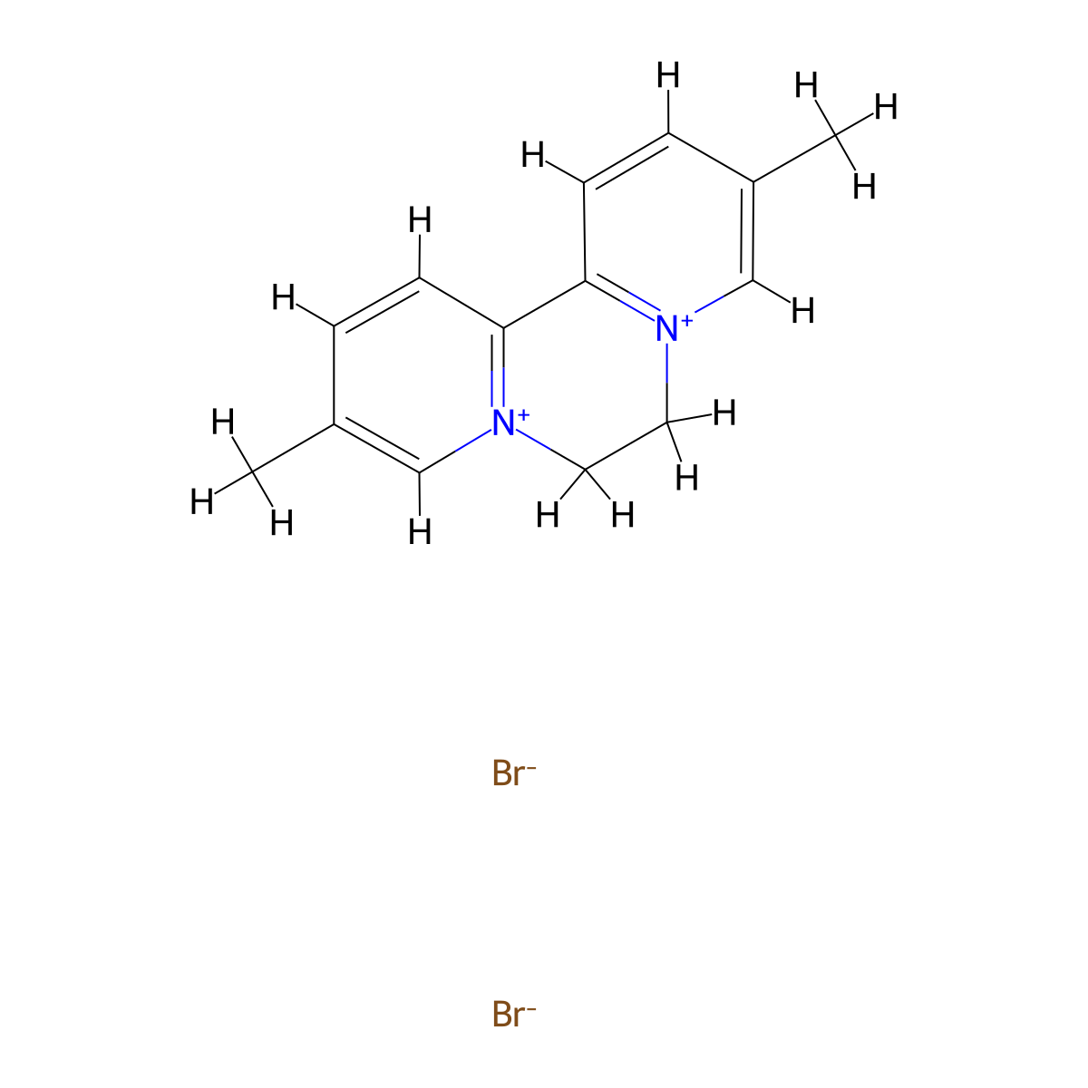 3,10-Dimethyl-6,7-dihydrodipyrido[1,2-a:2',1'-c]pyrazine-5,8-diium bromide molecular structure, CAS 4150-50-9