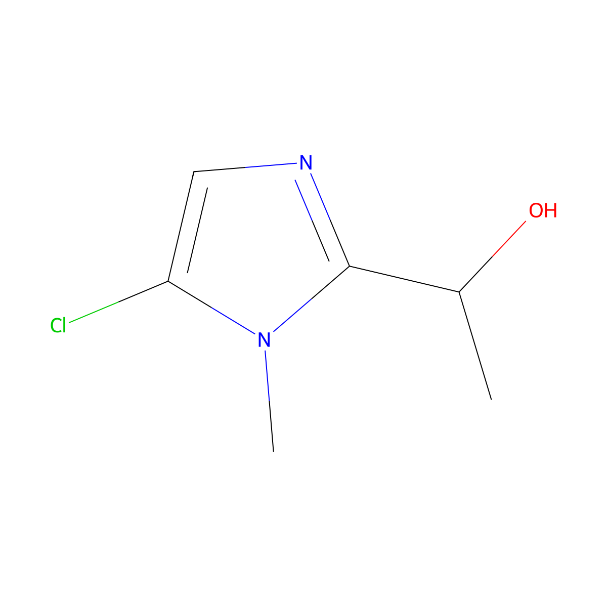 1-(5-chloro-1-methyl-1H-imidazol-2-yl)ethan-1-ol molecular structure, CAS 41507-44-2
