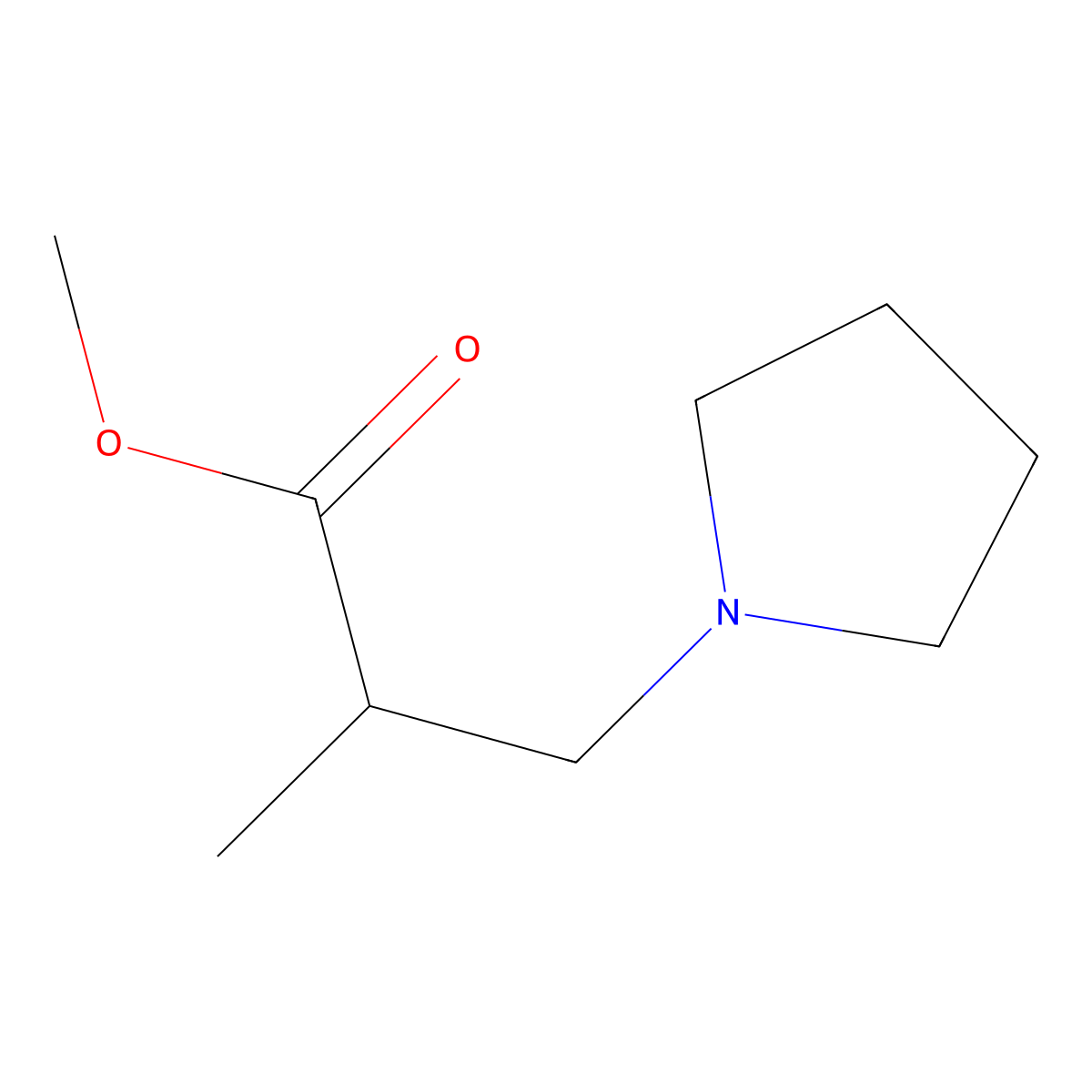 Methyl 2-methyl-3-(pyrrolidin-1-yl)propanoate molecular structure, CAS 4151-03-5