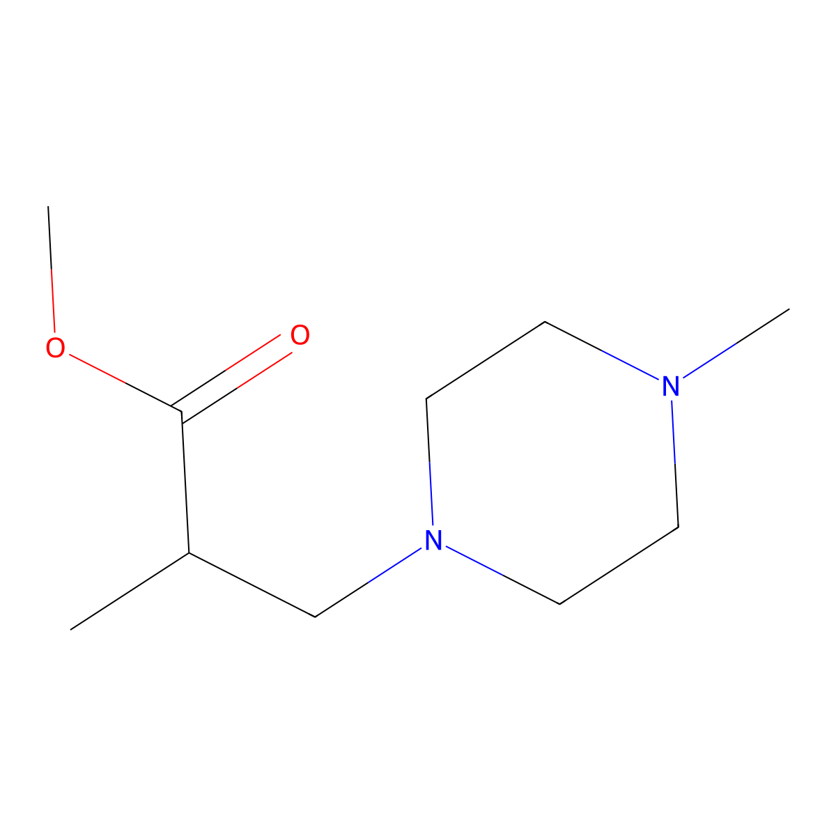 Methyl 2-methyl-3-(4-methylpiperazin-1-yl)propanoate molecular structure, CAS 4151-06-8