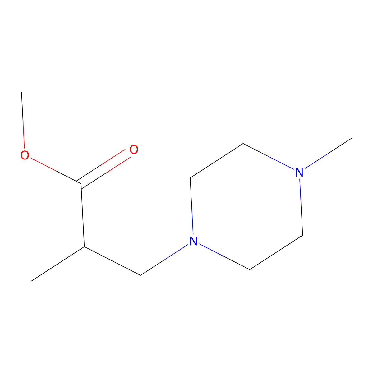 Methyl 2-methyl-3-(4-methylpiperazin-1-yl)propanoate molecular structure, CAS 4151-06-8