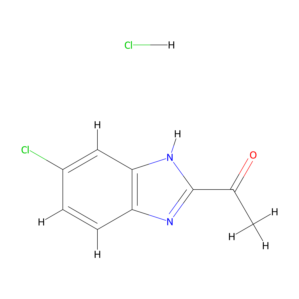 1-(6-Chloro-1H-benzimidazol-2-yl)ethan-1-one--hydrogen chloride (1/1) molecular structure, CAS 41510-16-1