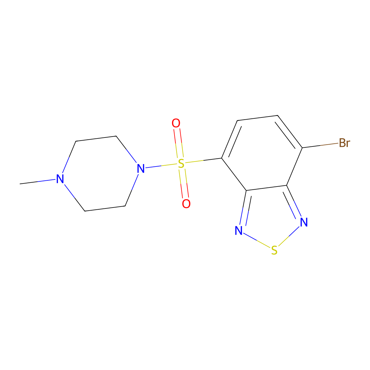 4-Bromo-7-(4-methylpiperazin-1-yl)sulfonyl-2,1,3-benzothiadiazole molecular structure, CAS 41512-12-3
