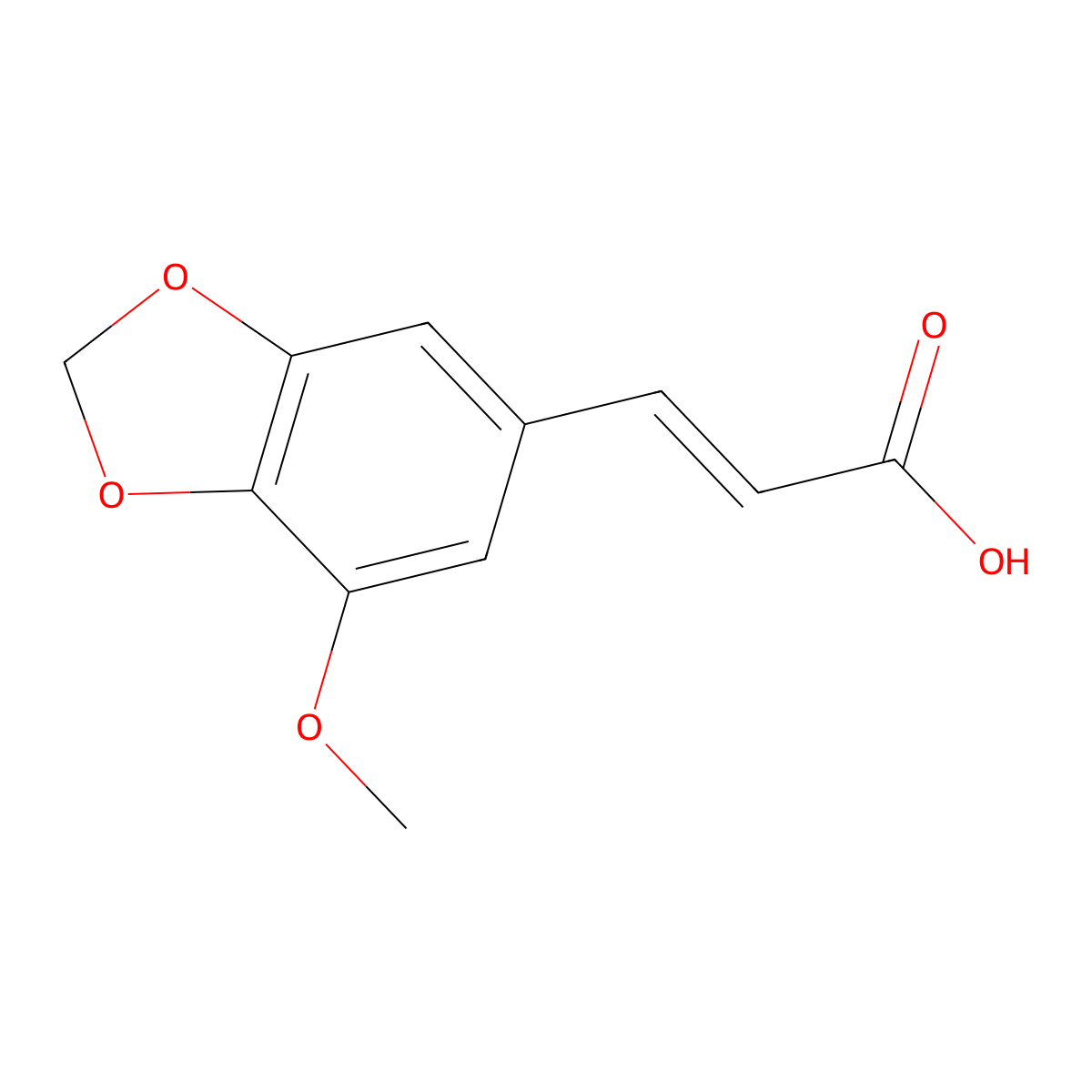 3-(7-Methoxy-2H-1,3-benzodioxol-5-yl)prop-2-enoic acid molecular structure, CAS 41514-66-3