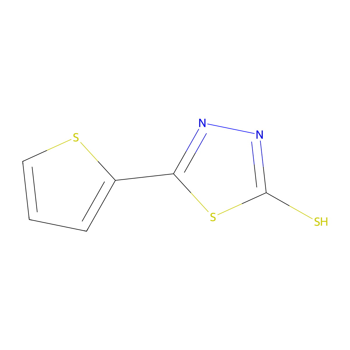 5-(Thiophen-2-yl)-1,3,4-thiadiazole-2-thiol molecular structure, CAS 41526-33-4