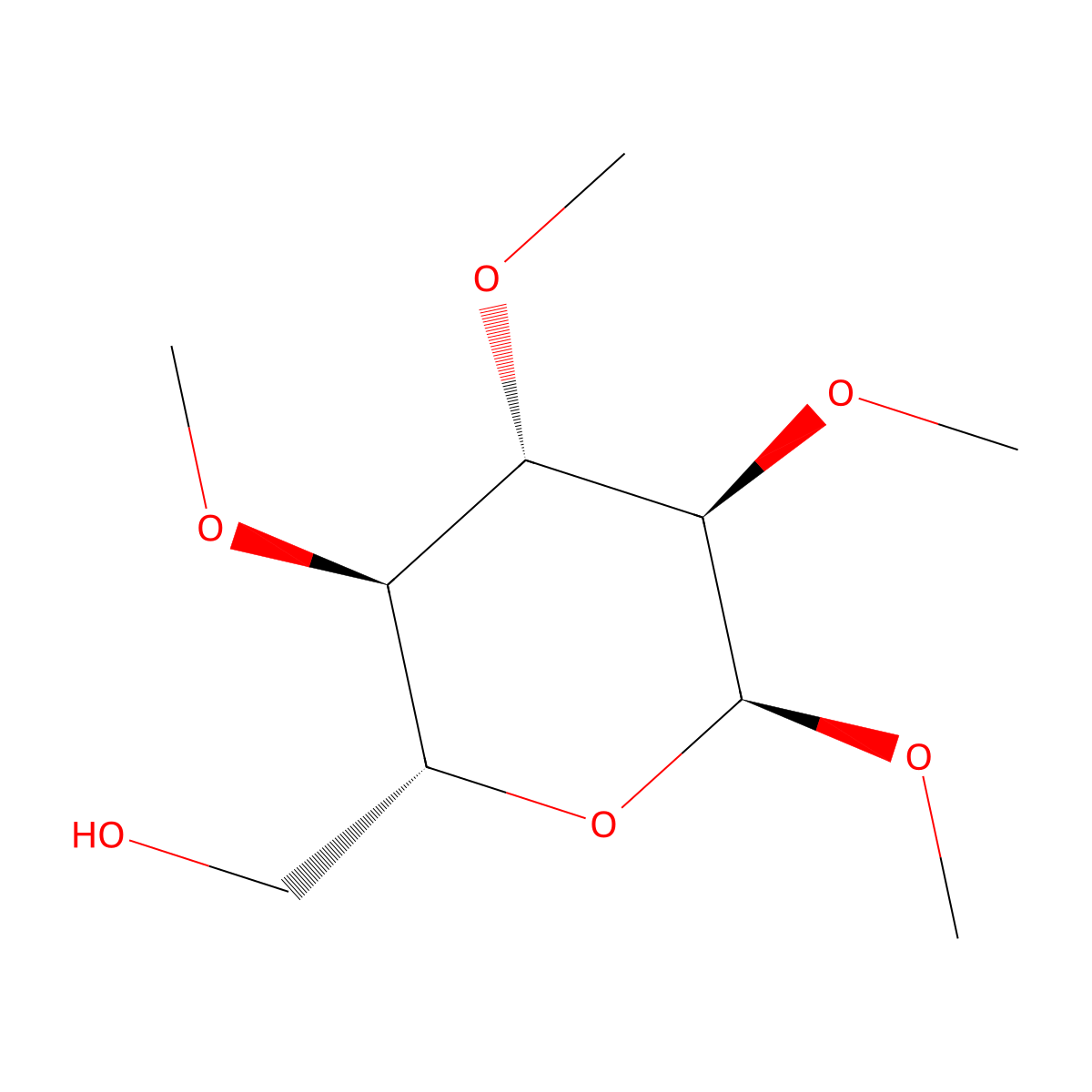 Methyl 2,3,4-tri-O-methyl-a-D-glucopyranoside molecular structure, CAS 4153-24-6