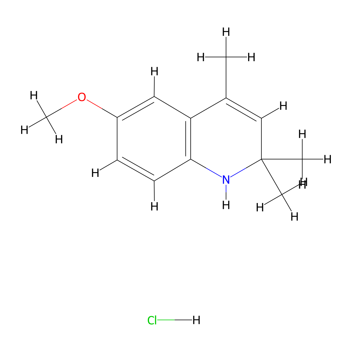 6-methoxy-2,2,4-trimethyl-1H-quinoline;hydrochloride molecular structure, CAS 4153-89-3