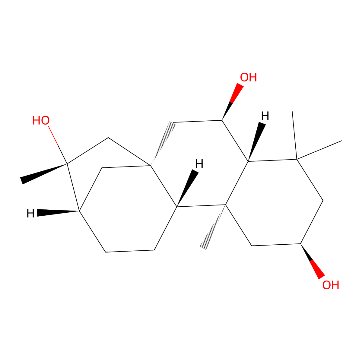 (1R,3R,4R,7R,9S,10R,13S,14R)-5,5,9,14-tetramethyltetracyclo[11.2.1.01,10.04,9]hexadecane-3,7,14-triol molecular structure, CAS 41530-90-9