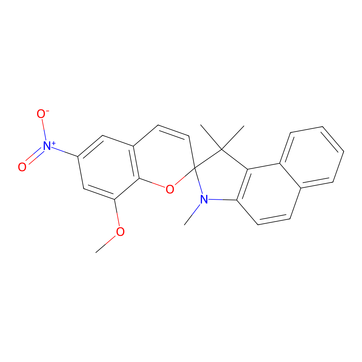 8'-Methoxy-1,1,3-trimethyl-6'-nitro-1,3-dihydrospiro[benzo[e]indole-2,2'-chromene] molecular structure, CAS 41532-94-9