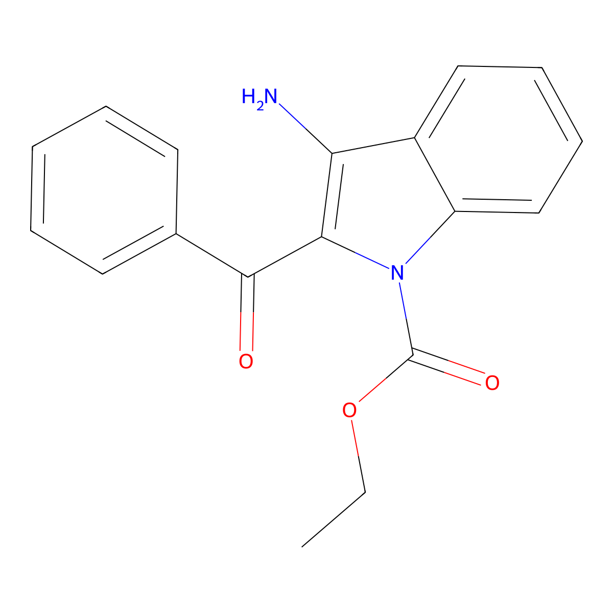 Ethyl 3-amino-2-benzoyl-1H-indole-1-carboxylate molecular structure, CAS 41534-69-4