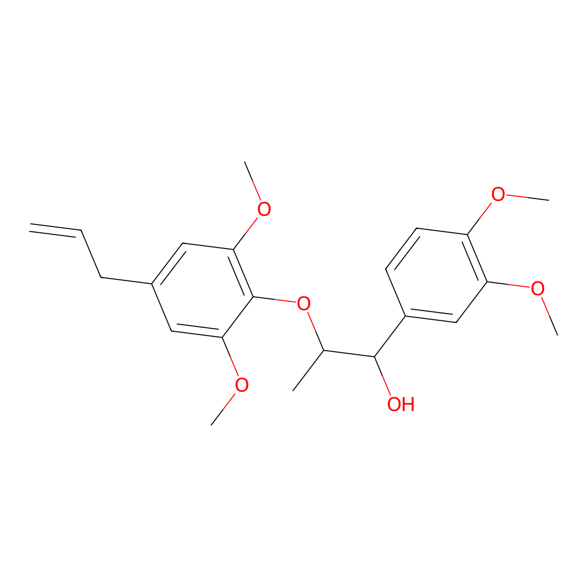 2-(4-Allyl-2,6-dimethoxyphenoxy)-1-(3,4-dimethoxyphenyl)-1-propanol molecular structure, CAS 41535-92-6