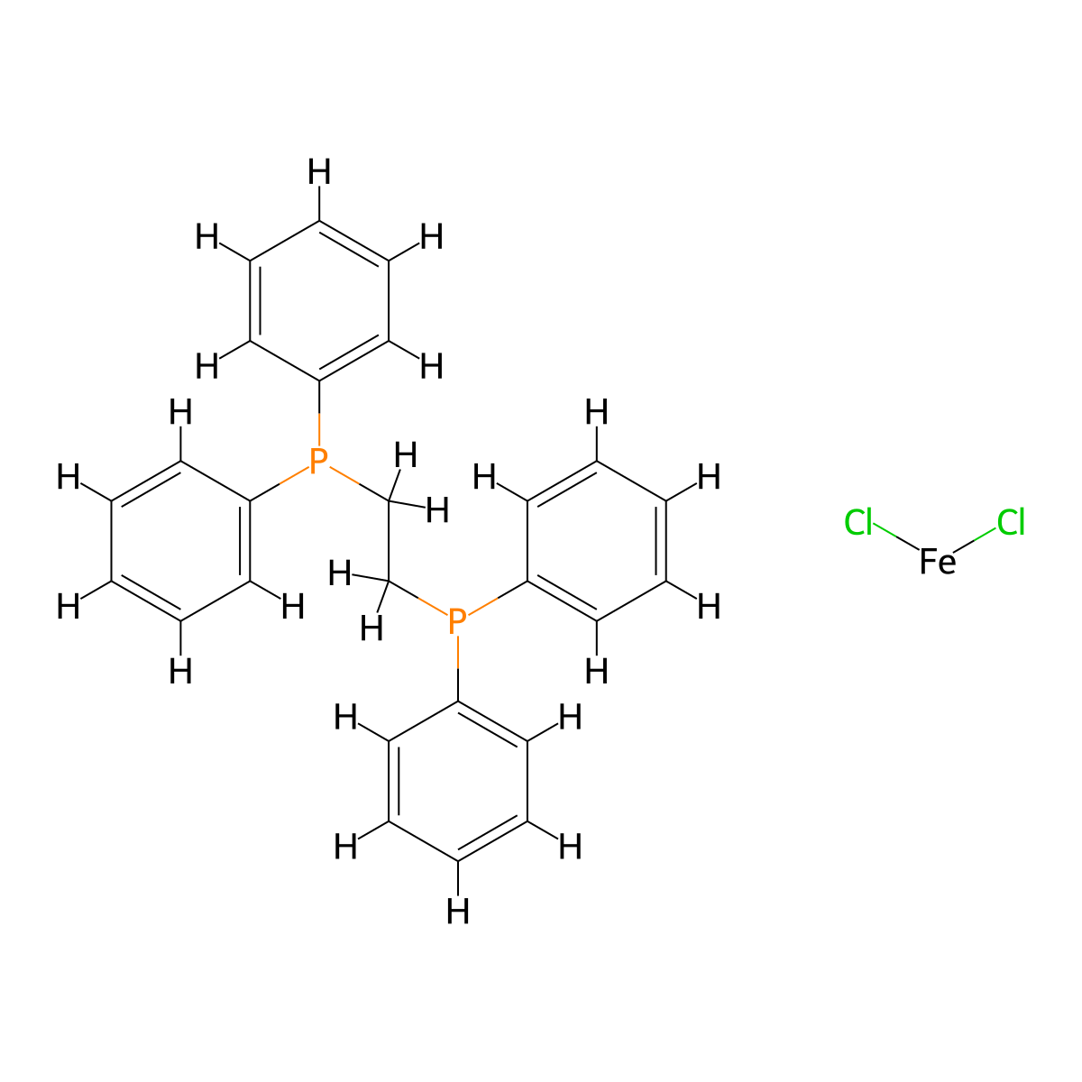 [1,2-Bis(diphenyphosphino)ethane]dichloroiron(II) molecular structure, CAS 41536-18-9
