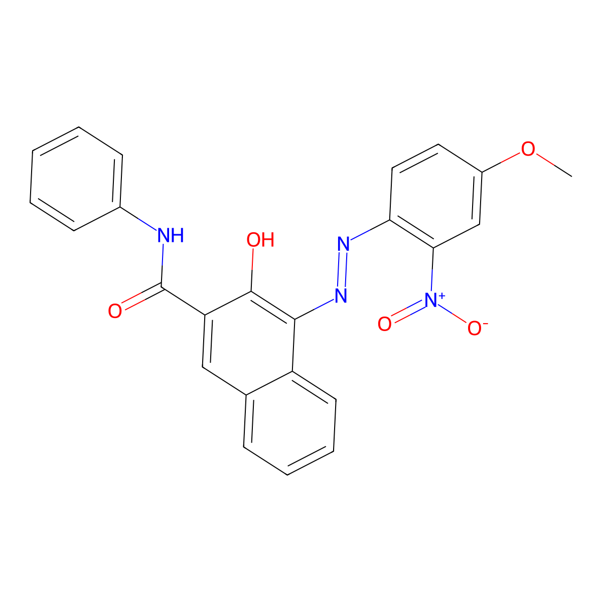 2-Naphthalenecarboxamide, 3-hydroxy-4-(2-(4-methoxy-2-nitrophenyl)diazenyl)-N-phenyl- molecular structure, CAS 4154-63-6