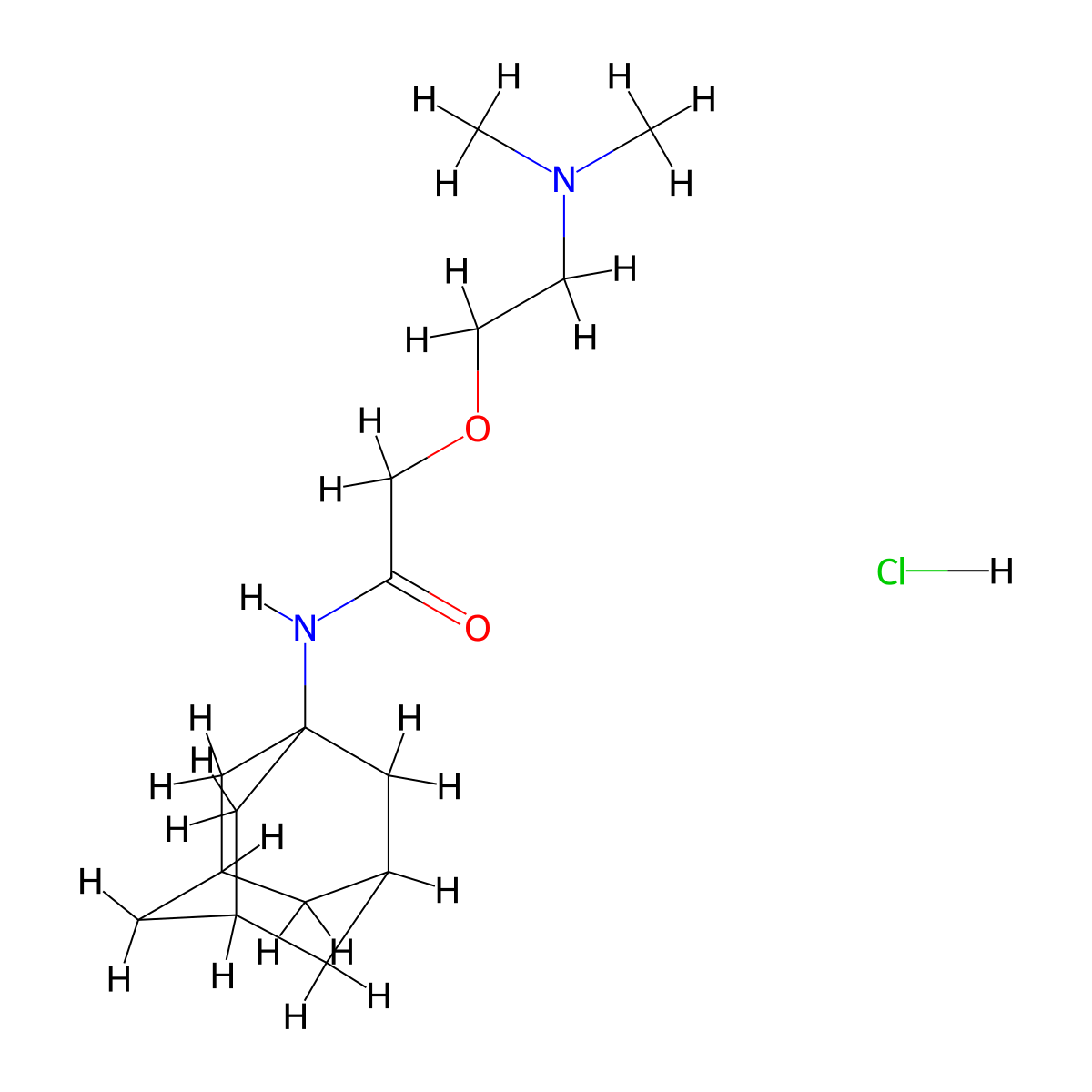 Acetamide, 2-(2-(dimethylamino)ethoxy)-N-tricyclo(3.3.1.13,7)dec-1-yl-, hydrochloride (1:1) molecular structure, CAS 41544-24-5