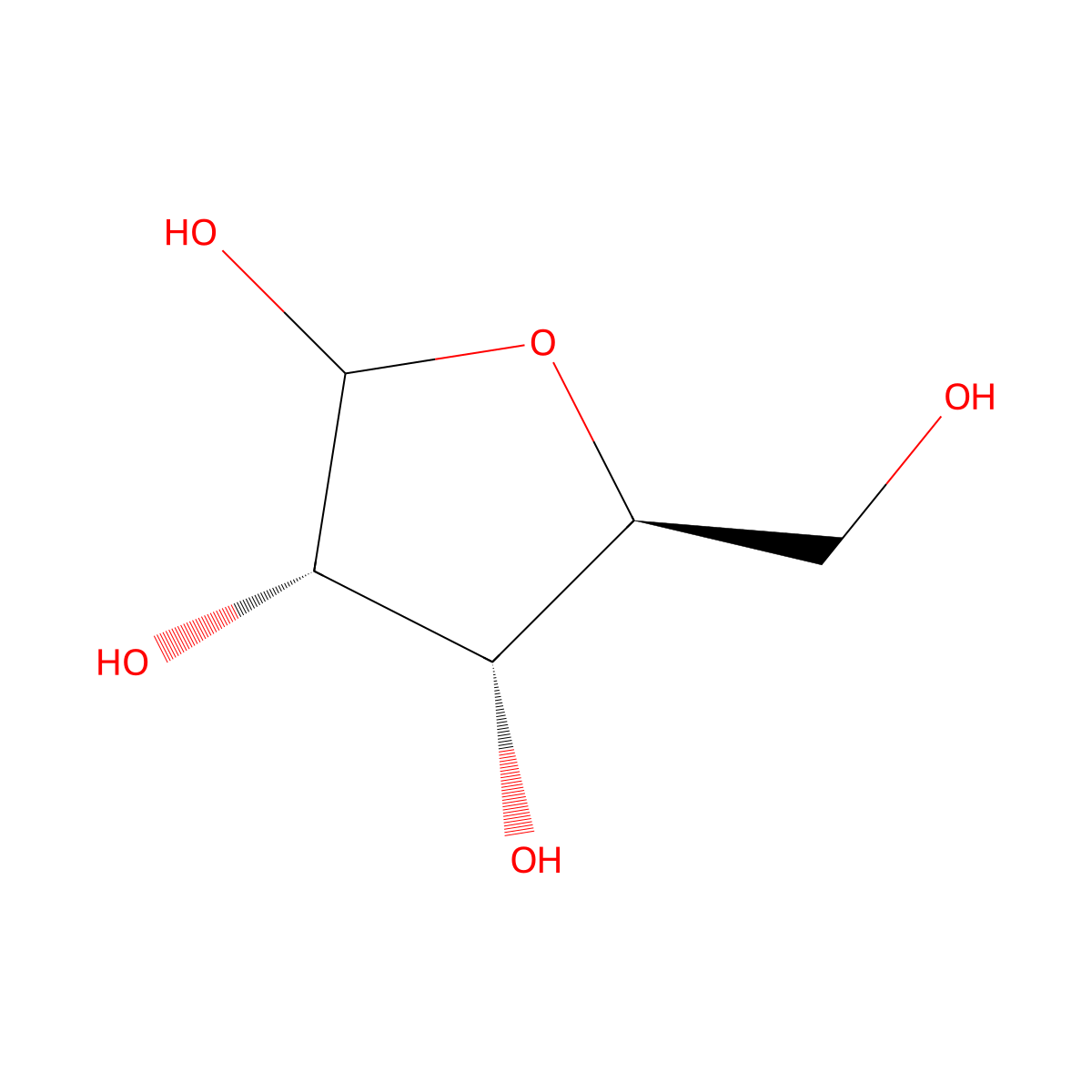 L-ribofuranose molecular structure, CAS 41546-21-8