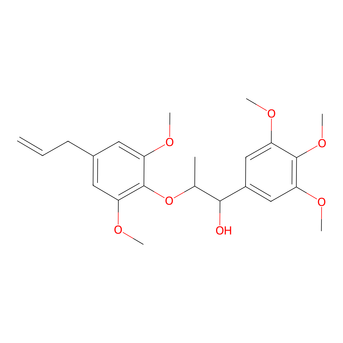alpha-(1-(2,6-Dimethoxy-4-(2-propen-1-yl)phenoxy)ethyl)-3,4,5-trimethoxybenzenemethanol molecular structure, CAS 41551-58-0