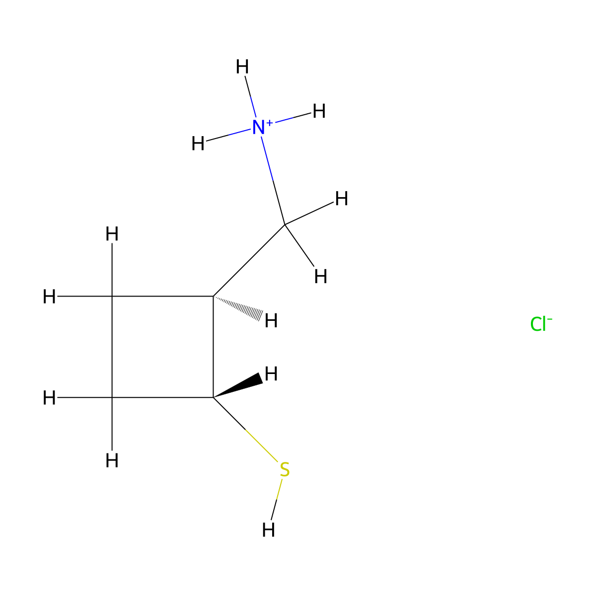 2-(Aminomethyl)cyclobutane-1-thiol--hydrogen chloride (1/1) molecular structure, CAS 41551-80-8