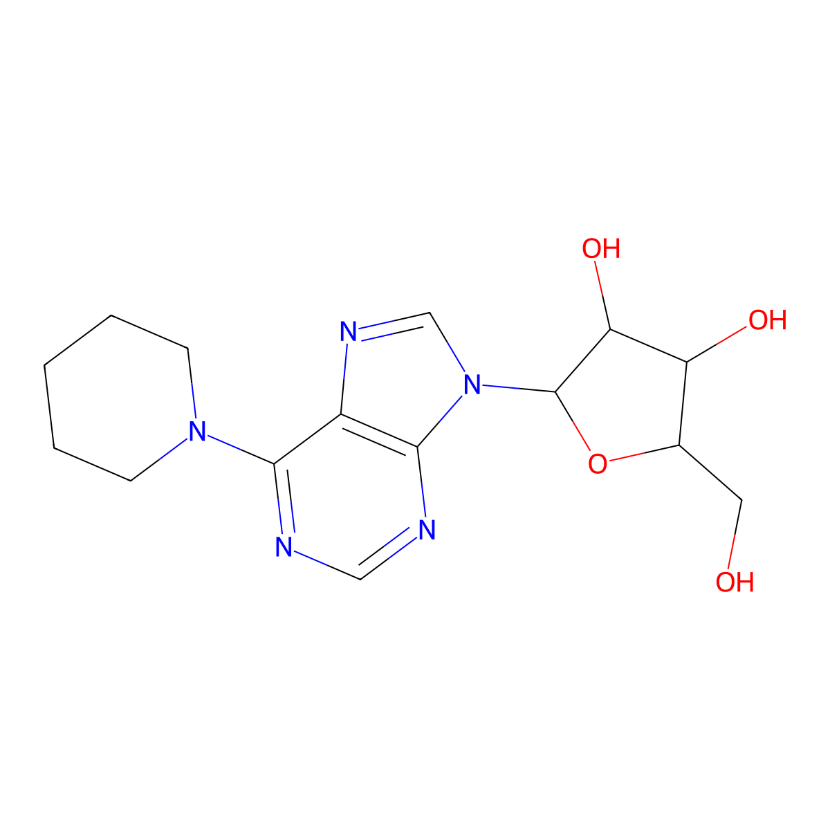 9-Pentofuranosyl-6-(piperidin-1-yl)-9h-purine molecular structure, CAS 41552-92-5