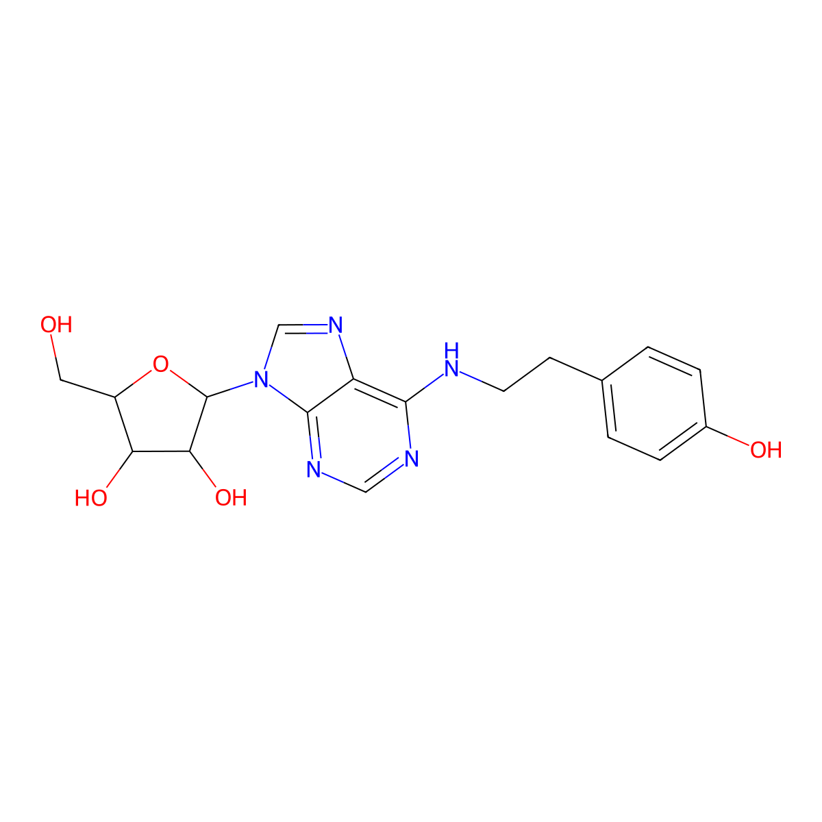 N6-(P-Hydroxyphenethyl)-adenosine) molecular structure, CAS 41552-94-7