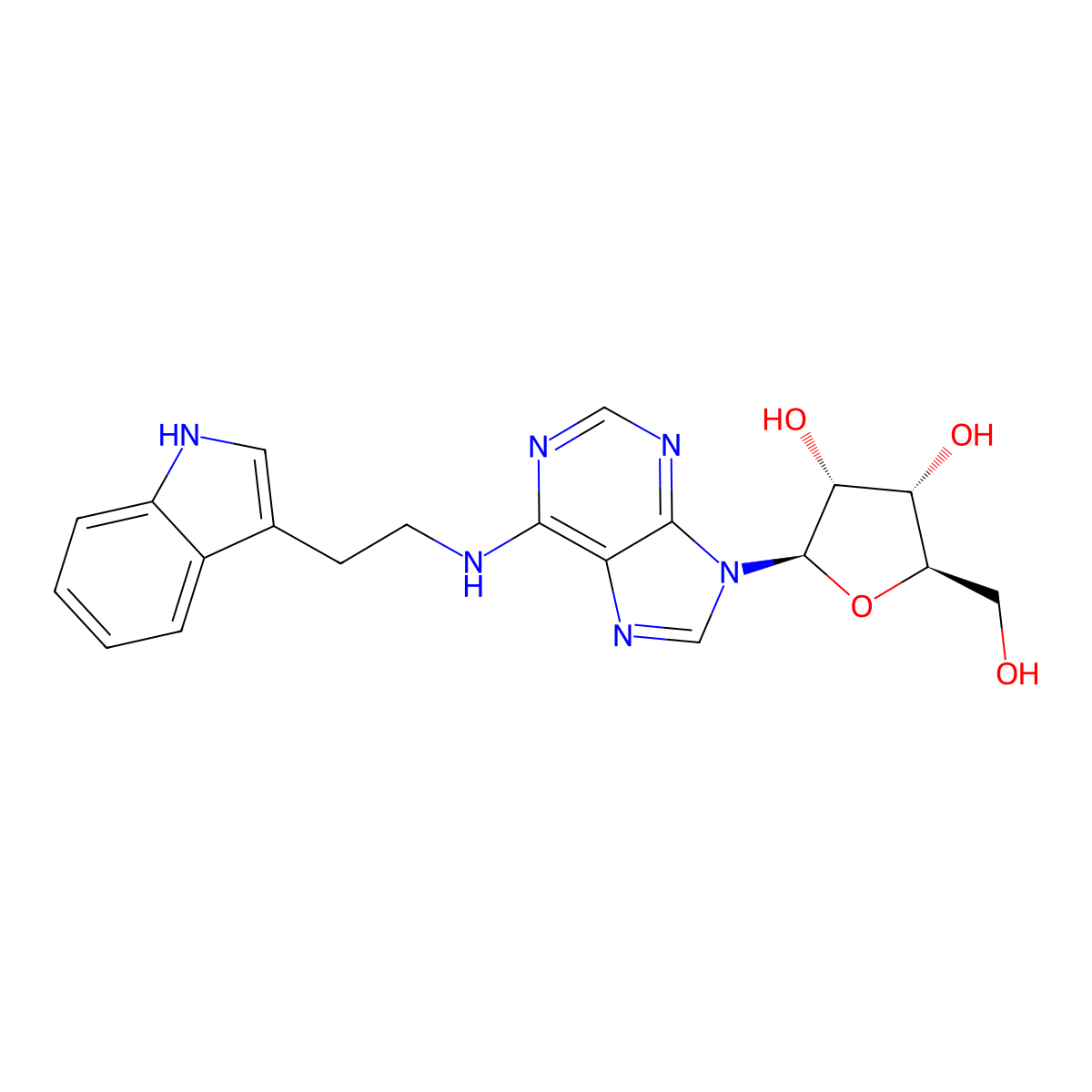 Adenosine, N-(2-(1H-indol-3-yl)ethyl)- molecular structure, CAS 41552-95-8