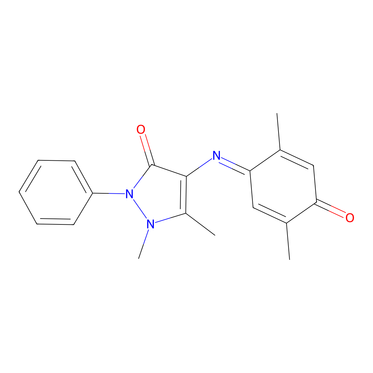 4-[(2,5-Dimethyl-4-oxocyclohexa-2,5-dien-1-ylidene)amino]-1,5-dimethyl-2-phenylpyrazol-3-one molecular structure, CAS 41554-26-1