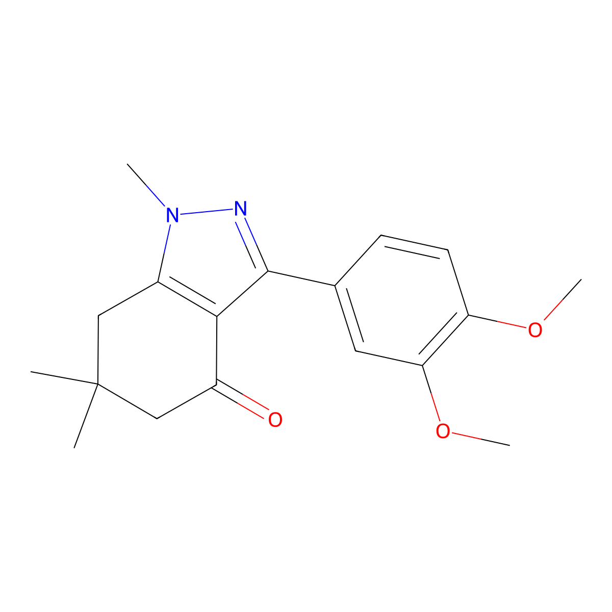 3-(3,4-Dimethoxyphenyl)-1,6,6-trimethyl-5,7-dihydroindazol-4-one molecular structure, CAS 41555-67-3